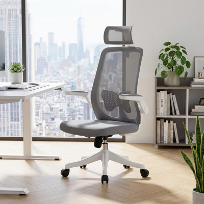 Кресло SitUp AMELIA A PL White (сетка Gray/ткань Gray)