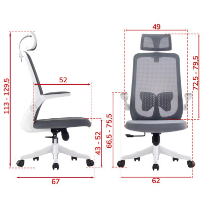 Кресло SitUp AMELIA A PL White (сетка Gray/ткань Gray)