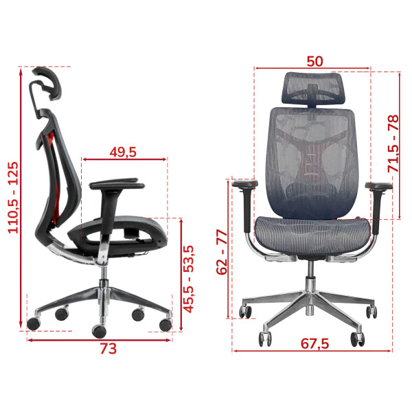 Кресло SitUp BARRACUDA Chrome (сетка Dark Gray/ткань Dark Gray)