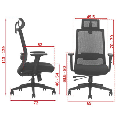 Кресло SitUp MADRID LUX PL black (сетка Black/ткань Black)