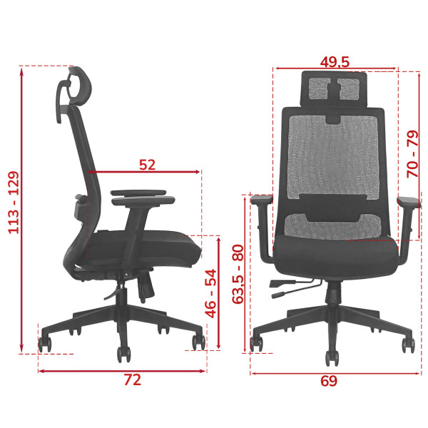 Кресло SitUp MADRID LUX PL black (сетка Black/ткань Black)