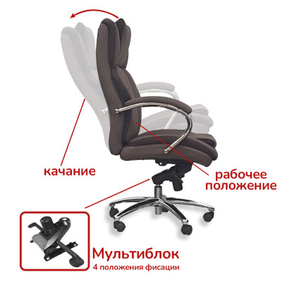 Кресло <!--noindex--><span data-nosnippet>SitUp</span><!--/noindex--> MARSEL Chrome PU dark brown