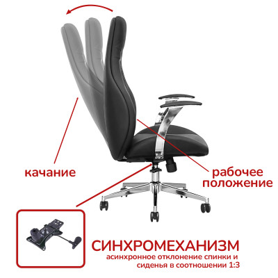 Кресло SitUp MOLLY black Chrome (экокожа)