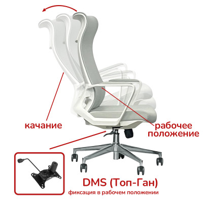 Кресло SitUp RECORD White Chrome (Light Grey)