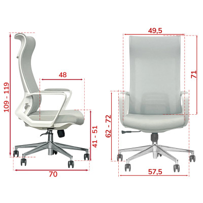 Кресло SitUp RECORD White Chrome (Light Grey)