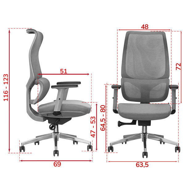 Кресло SitUp SAKURA Grey Chrome (сетка Grey/ Grey)