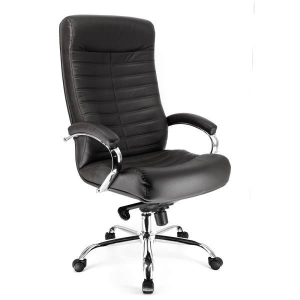 Кресло Everprof Orion Chrome натуральная кожа (черный)