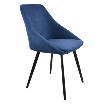 Стул "Монти" лофт, ЭМАЛЬ ЧЕРНЫЙ МУАР, ткань Catania Dark Blue