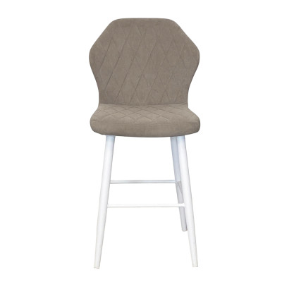 Стул "Бергамо полубарный", ЭМАЛЬ БЕЛЫЙ МУАР, ткань Catania Smoke