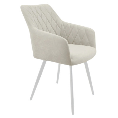 Стул "Диаманте" лофт, ЭМАЛЬ МУАР БЕЛЫЙ, ткань Catania Ivory