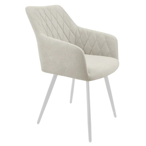 Стул "Диаманте" лофт, ЭМАЛЬ МУАР БЕЛЫЙ, ткань Catania Ivory