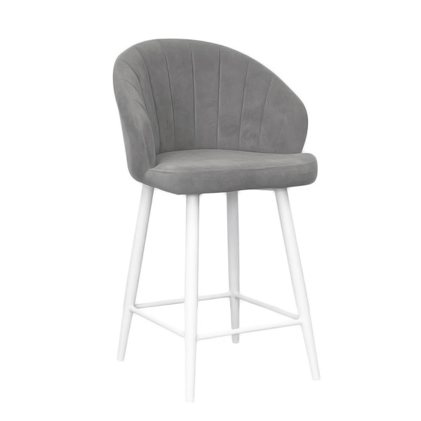 Стул "Камино полубарный", ЭМАЛЬ БЕЛЫЙ МУАР, ткань Catania Smoke