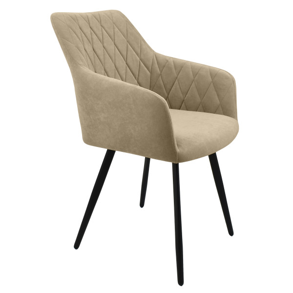 Стул "Диаманте" лофт, ЭМАЛЬ МУАР ЧЕРНЫЙ, ткань Catania Latte