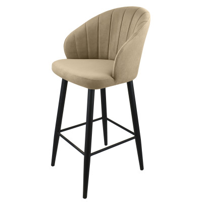 Стул "Камино полубарный", ЭМАЛЬ ЧЕРНЫЙ МУАР, ткань Catania Latte