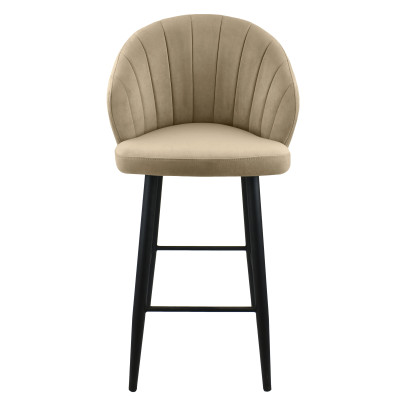 Стул "Камино полубарный", ЭМАЛЬ ЧЕРНЫЙ МУАР, ткань Catania Latte