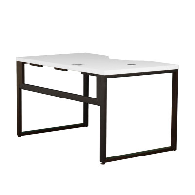 Стол компьютерный КАИР Смарт с вырезом Белый шагрень