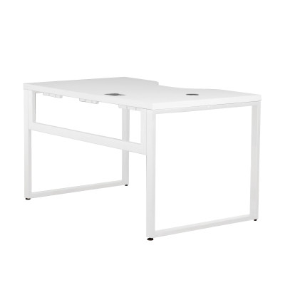 Стол компьютерный КАИР Смарт с вырезом Белый шагрень