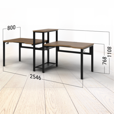 Стол компьютерный СПЛИТ двухместный Дуб табачный крафт Black