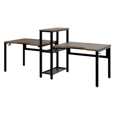 Стол компьютерный СПЛИТ двухместный Дуб табачный крафт Black