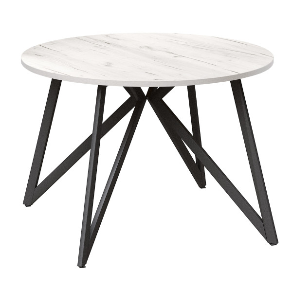 Стол обеденный ЖЕНЕВА круглый с толщиной столешницы 18 мм дуб белый крафт