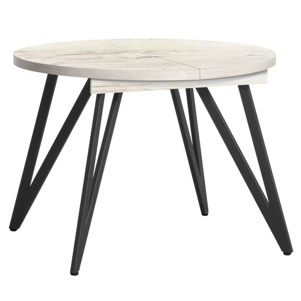 Стол обеденный ЖЕНЕВА 3 круглый раздвижной с толщиной столешницы 36 мм дуб белый крафт