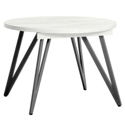 Стол обеденный ЖЕНЕВА 3 круглый раздвижной с толщиной столешницы 36 мм дуб белый крафт