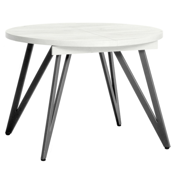 Стол обеденный ЖЕНЕВА 3 круглый раздвижной с толщиной столешницы 36 мм дуб белый крафт