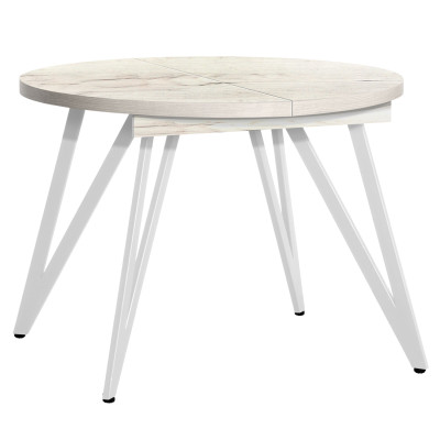 Стол обеденный ЖЕНЕВА 3 круглый раздвижной с толщиной столешницы 36 мм дуб белый крафт