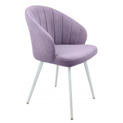 Стул "Камино" лофт, ЭМАЛЬ БЕЛЫЙ МУАР, ткань Catania Lavender