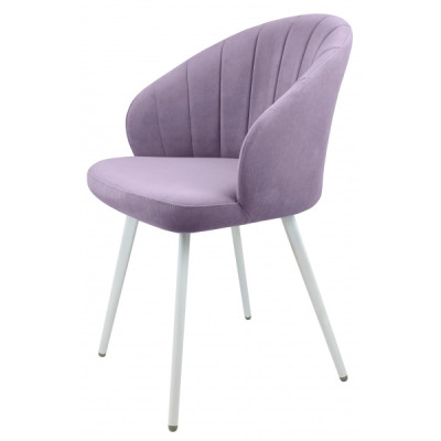 Стул "Камино" лофт, ЭМАЛЬ БЕЛЫЙ МУАР, ткань Catania Lavender