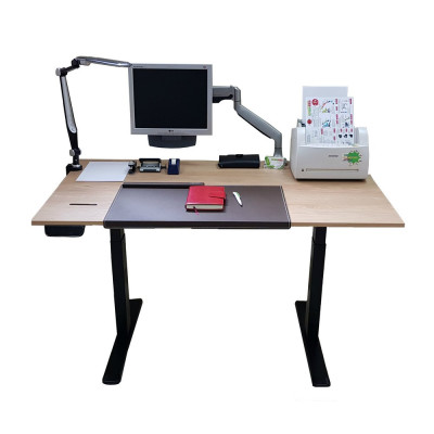 Стол Unique Ergo Desk черный/дуб натуральный 1380х800х18 мм