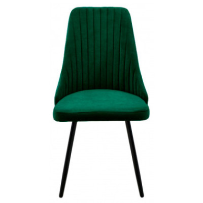 Стул "Верона" ЛОФТ, ЭМАЛЬ ЧЕРНЫЙ МУАР, ткань Noel Emerald