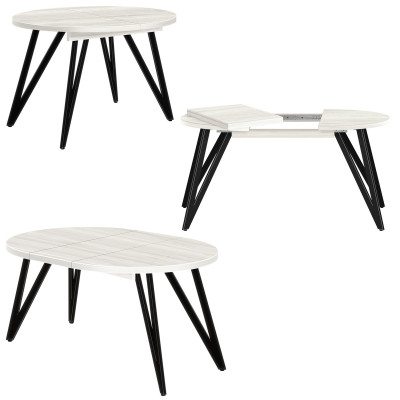 Стол обеденный ЖЕНЕВА 3 круглый раздвижной с толщиной столешницы 36 мм дуб белый крафт