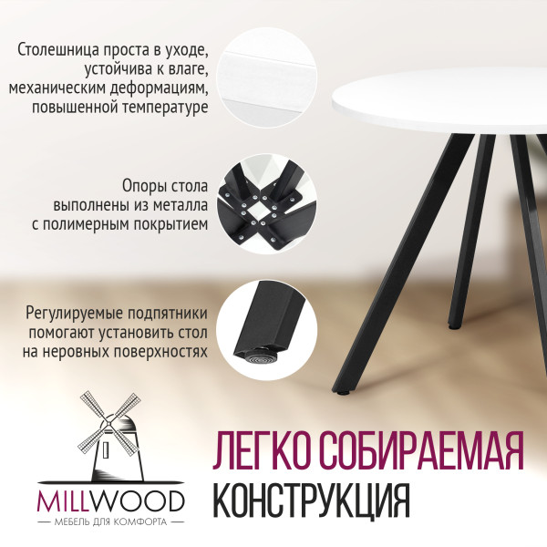 Стол обеденный ОЛЕСУНН круглый с толщиной столешницы 36 мм