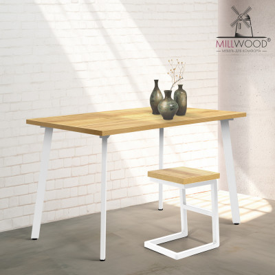 Стол обеденный ШАНХАЙ прямоугольный с толщиной столешницы 36 мм дуб белый крафт