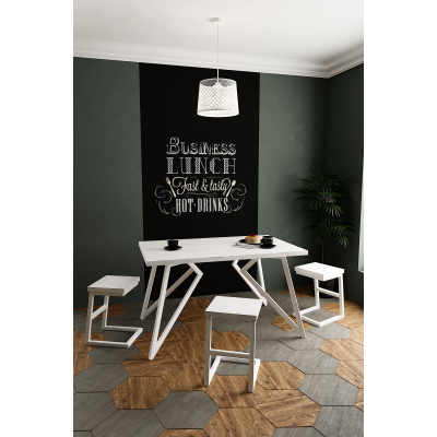 Стол обеденный ЖЕНЕВА прямоугольный с толщиной столешницы 36 мм белый шагрень