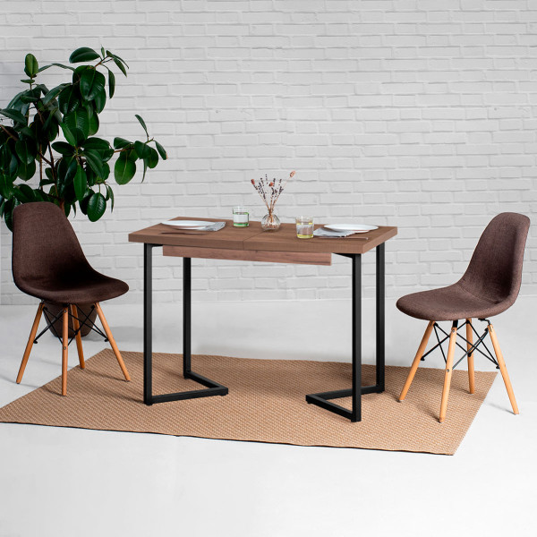 Стол обеденный ЛОНДОН прямоугольный раздвижной с толщиной столешницы 36 мм дуб табачный крафт