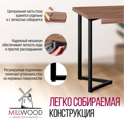 Стол обеденный ЛОНДОН прямоугольный раздвижной с толщиной столешницы 36 мм дуб табачный крафт