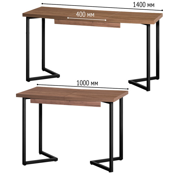 Стол обеденный ЛОНДОН прямоугольный раздвижной с толщиной столешницы 36 мм дуб табачный крафт