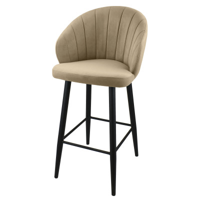 Стул "Камино полубарный", ЭМАЛЬ ЧЕРНЫЙ МУАР, ткань Catania Latte