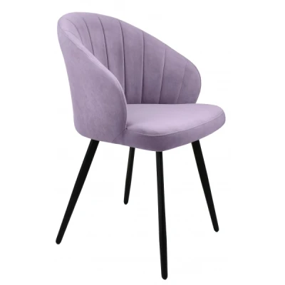Стул "Камино" лофт, ЭМАЛЬ ЧЕРНЫЙ МУАР, ткань Catania Lavender